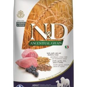 Farmina N&D dog AG adult medium & maxi, lamb, spelt, oats & blueberry 12 kg