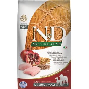 Farmina N&D dog AG senior medium & maxi, chicken, spelt, oats & pomegranate 12 kg