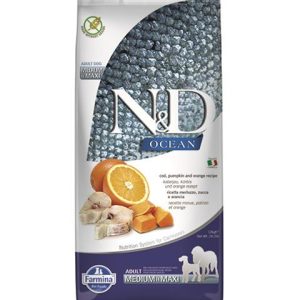 Farmina N&D dog OCEAN PUMPKIN (GF) adult medium & maxi, codfish & orange 12 kg