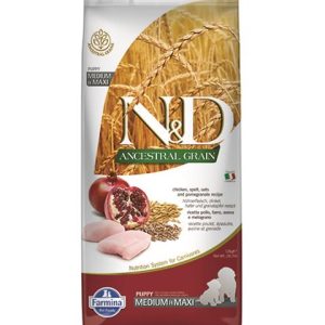 Farmina N&D dog AG puppy medium & maxi, chicken, spelt, oats & pomegranate 12 kg