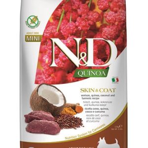 Farmina N&D dog QUINOA (GF) adult mini, skin & coat, venison & coconut 2,5 kg