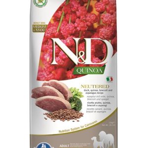 Farmina N&D dog QUINOA (GF) adult medium & maxi, neutered, duck, broccoli & asparagus 12 kg