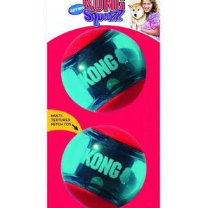 Hračka Kong Dog Squeezz Action Lopta s pískatkom, guma termoplastická, L (2ks/bal.)