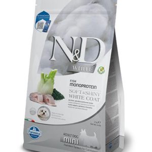 Farmina N&D dog WHITE (GF) adult mini, sea bass, spirulina & fenel 2 kg