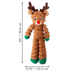 Hračka Kong Dog Holiday Sherps™ Crumples Reindeer s pískatkom, polyester,hnedá XL