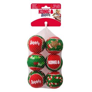Hračka Kong Dog Holiday SqueakAir® Balls s pískatkom, guma, vulkanizovaná, M (6 ks/ bal.)