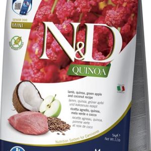 Farmina N&D dog QUINOA (GF) senior mini lamb, green apple and coconut 5 kg