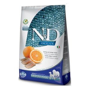 Farmina N&D dog OCEAN (GF) adult medium & maxi, herring & orange 12 kg