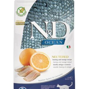 Farmina N&D cat OCEAN (GF) adult, neutered, herring & orange 1,5 kg