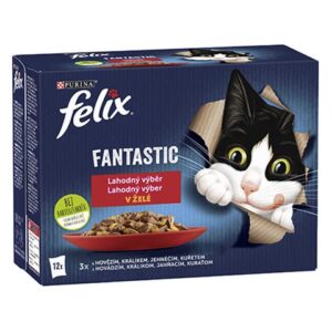 Nestlé FELIX Fantastic cat Multipack mäsový výber želé kapsička 12x85 g