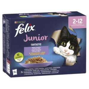 Nestlé FELIX Fantastic cat Multipack junior hovädzie, kura, sardinky, losos v želé kapsička 12x85 g