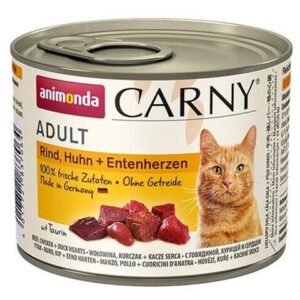 Animonda CARNY&reg; cat Adult hov&auml;dzie,kura a kačacie srdiečka 200 g konzerva
