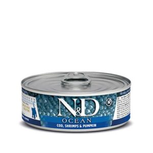 Farmina N&D cat OCEAN tuna, codfish, shrimp & pumpkin kitten konzerva 70 g