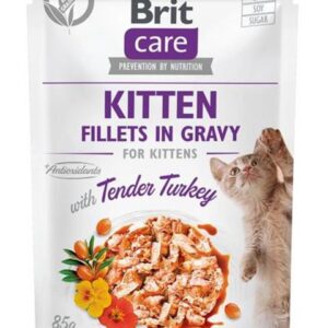 Brit Care cat Kapsička Kitten Fillets in Gravy with Tender Turkey 85 g
