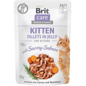 Brit Care cat Kapsička Kitten Fillets in Jelly with Savory Salmon  85 g