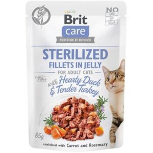 Brit Care cat Kapsička Sterilized Fillets in Jelly with Hearty Duck & Tender Turkey 85 g
