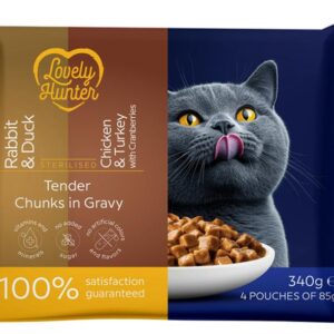 LOVELY HUNTER cat adult serilised KAPSIČKA wet set 4 x 85 g