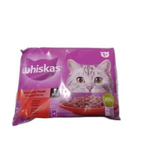 Mars WHISKAS kapsička cat Mäs.výber kura a hrach&hovädzie&morka&jahňa a mrkva v šťave 4 x 85 g