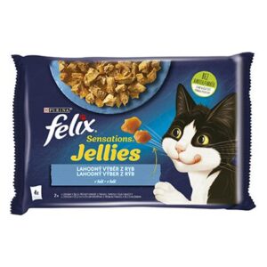 Nestlé FELIX Sensations cat Multipack losos a krevety&treska a paradajka želé kapsička 4x85 g