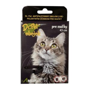 Obojok Dr.Pet pre mačky 43 cm antiparazit&aacute;rny HNED&Yacute; s repelentn&yacute;m &uacute;činkom (tick and flea repellent collar for cats)