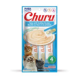 Pamlsok Inaba Churu Pyré cat Tuniak s hrebenatkou 4 tuby 56 g