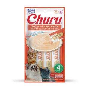 Pamlsok Inaba Churu Pyré cat Kura s hovädzím mäsom 4 tuby 56 g