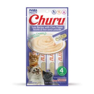 Pamlsok Inaba Churu Pyré cat Tuniak s mušľami 4 tuby 56 g