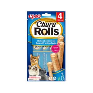 Pamlsok Inaba Churu Rolls cat Kura & Tuniak s hrebenatkou 4 tuby 40 g