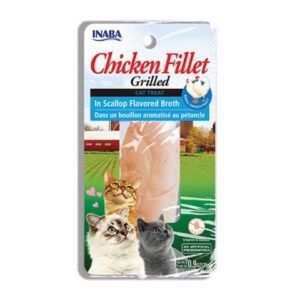 Pamlsok Inaba Grilled cat Kura vo vývare z hrebenatky 25 g