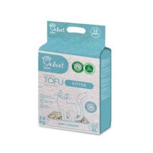 Podstielka pre mačiatka Velvet Paw Tofu s detským púdrom 6 l