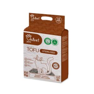 Podstielka pre steriliz.mačky Velvet Paw Tofu s kokos.uhlím, kokos. a mandľovou esenciou 6 l