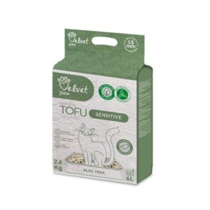 Podstielka pre citlivé mačky Velvet Paw Tofu s aloe vera esenciou 6 l