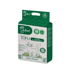 Podstielka pre mačky Velvet Paw Tofu upokojujúca čistota s esenciou lesnej zelene 6 l