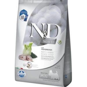 Farmina N&D dog WHITE (GF) adult mini, sea bass, spirulina & fenel 5 kg