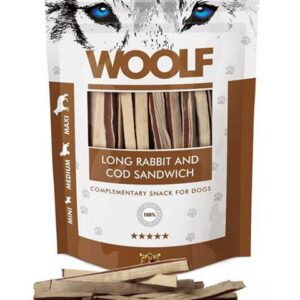 Pamlsok Woolf Dog Soft Rabbit and Pollock Sandwich LONG 100g