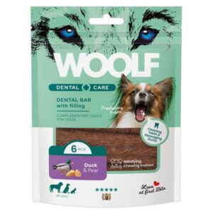 Pamlsok Woolf Dental Care Duck and Pear Bar 108 g