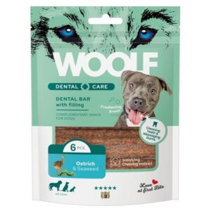 Pamlsok Woolf Dental Care Ostrich and Seaweed Bar 108 g
